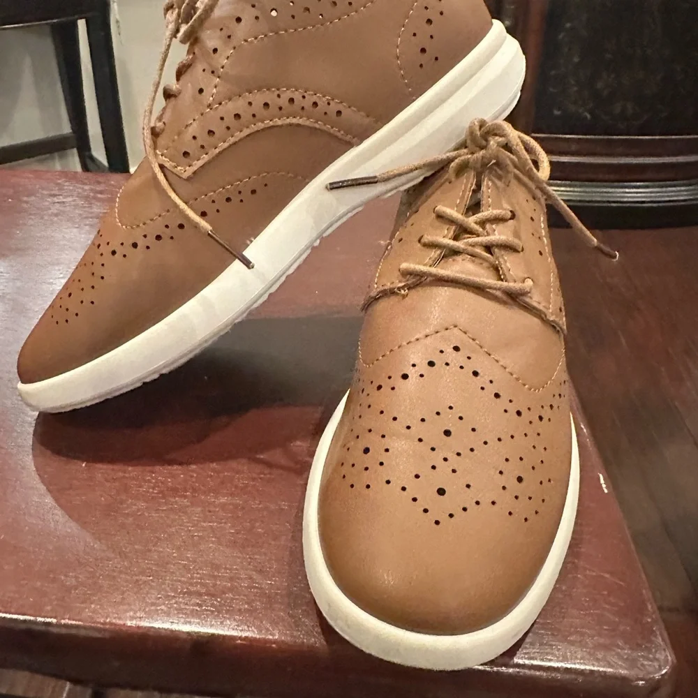 Steve Madden Boys BJAMES Cognac Wingtip Oxford Dress Shoes Size 3